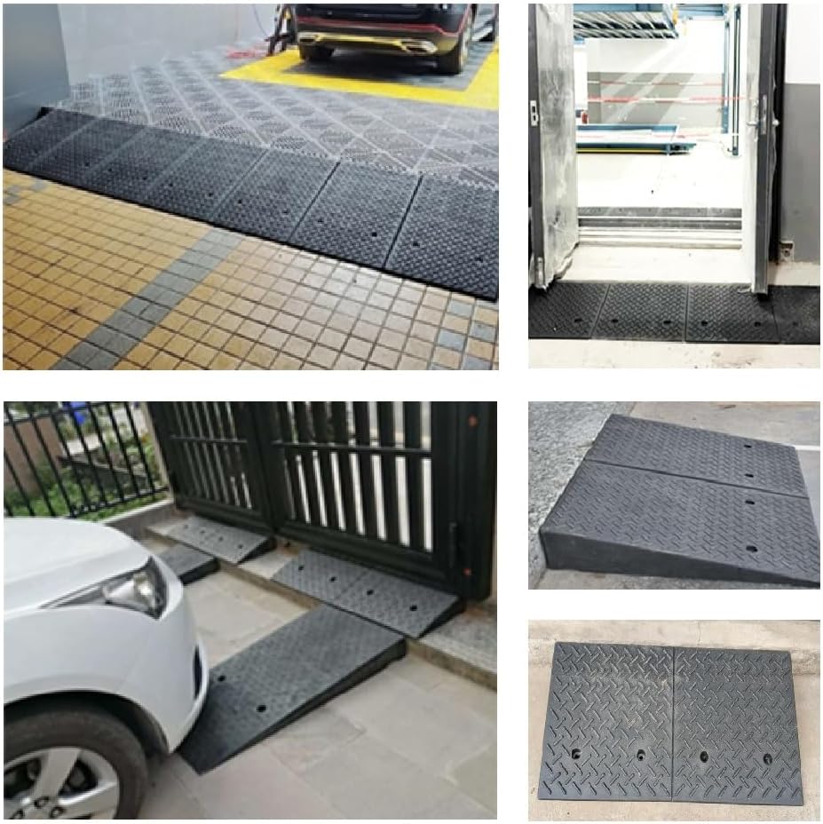 Portable Rubber Curb Ramps Lawnmower Threshold Ramps Driveway Kerb Ramp Loading Ramps With Expansion Screws Doggy Door Ramp for Car Motorcycle Wheelchairs Scooter Bike Truck Forklifts(19.7x31.5x9.8in)