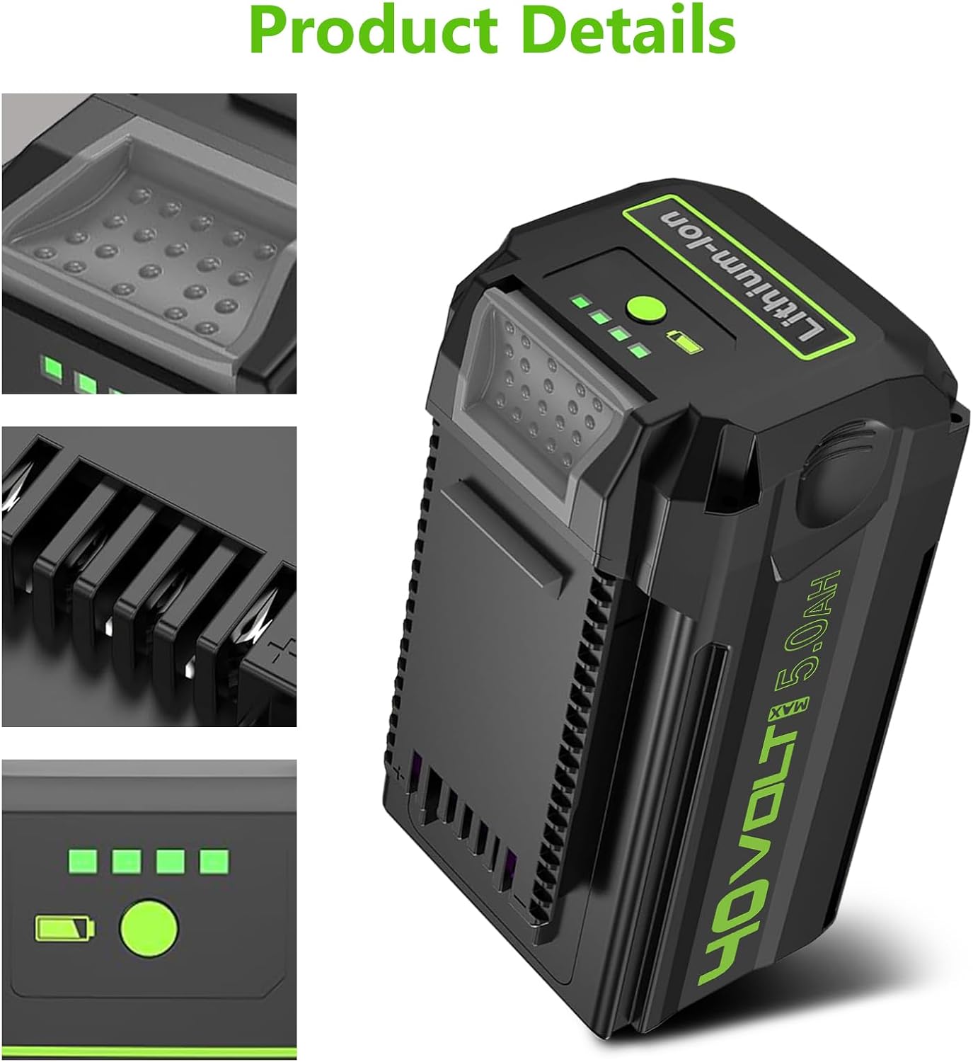 40V 5.0Ah Rechargeable Battery Replacement for Greenworks 40V Battery 29472 29462 29252 20202 22262 G-MAX Cordless Power Tools 2531225322 20642 22272 27062 21242(NOT for Gen 1)
