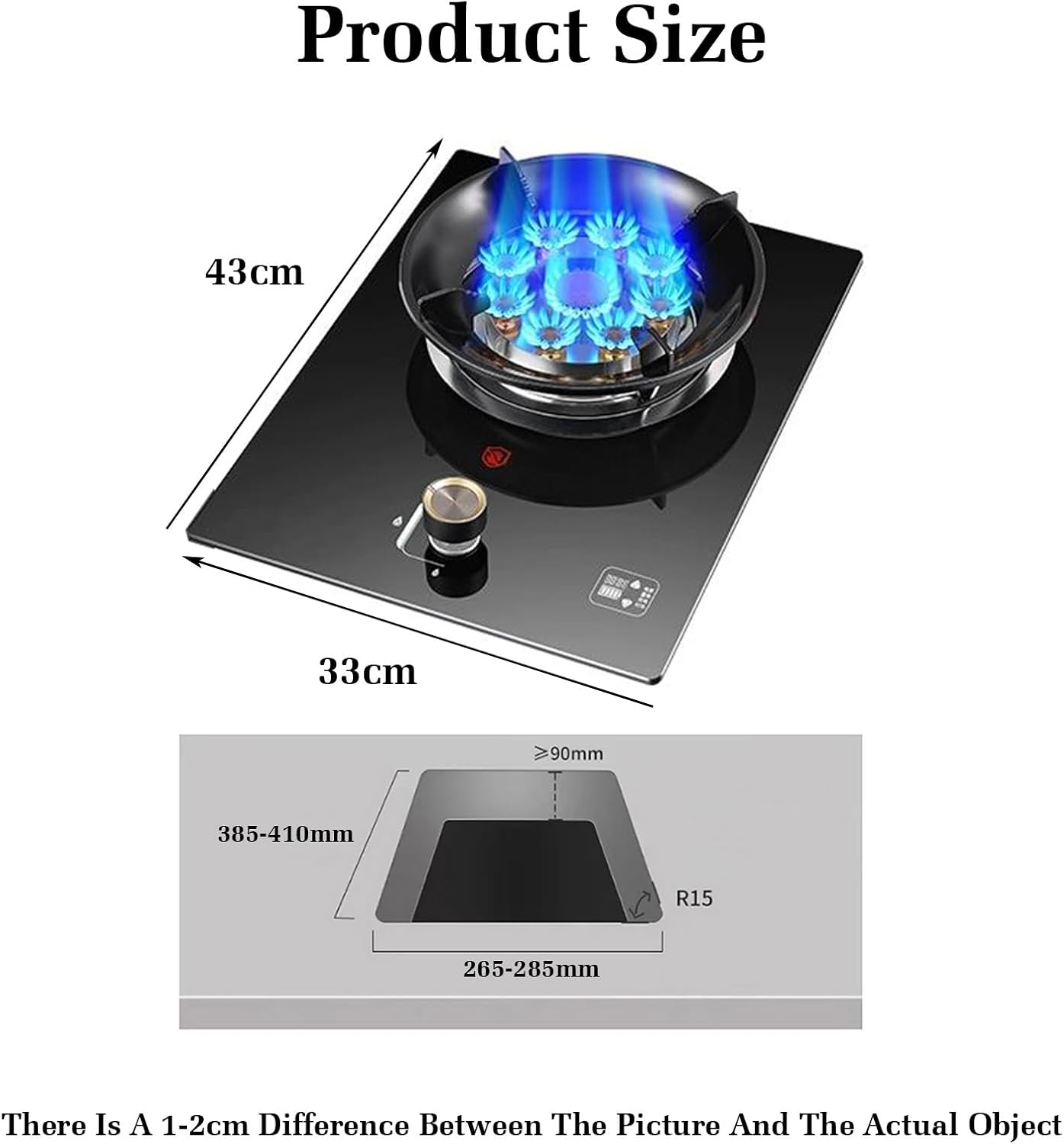 Gas Stove,Single Burner,5.2KW Kitchen Counter Top Stove,Tempered Glass Cast Iron Pot Rack,with Flameout Protection and Timer,for Home Kitchen(LPG)