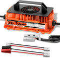 30A 24V Battery Charger 24 Volt Forklift Fast Charger with Anderson Plug Lead-Acid Battery Chargers for Sicorssors Lift, Pallet Jack, Lawn Mower, Floor Scrubberb