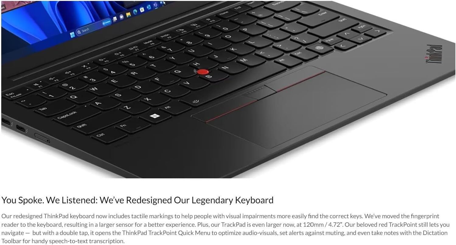 Lenovo Gen 12 ThinkPad X1 Carbon Laptop with Intel Ultra 7 155U Processor, 14' WUXGA 100% sRGB Touchscreen, 32GB 6400MHz RAM, 1TB Gen4 Performance SSD, FHD+ IR+ RGB Camera, and Windows 11 Pro