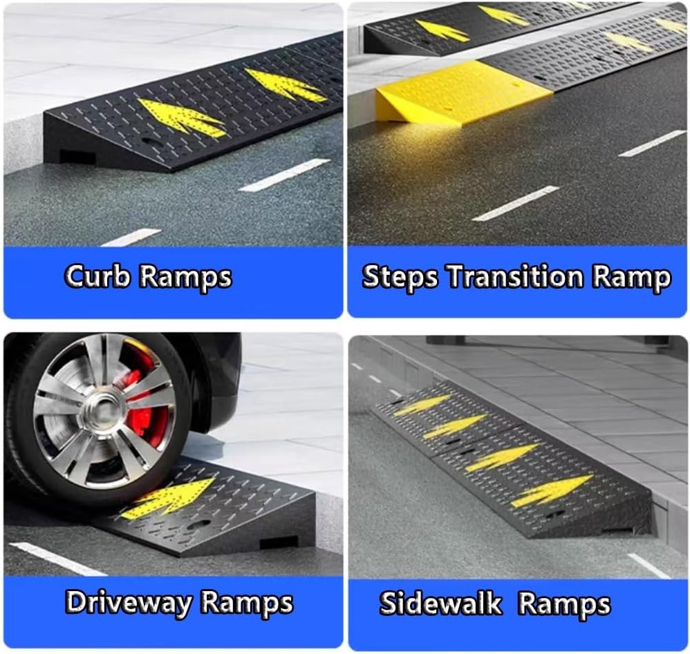 Curb ramp,Driveway ramp, Portable Wheelchair Threshold Ramp Handicap Ramps for Sidewalk Dock Warehouse 4' 5' 7' Rise(H13CM/5)