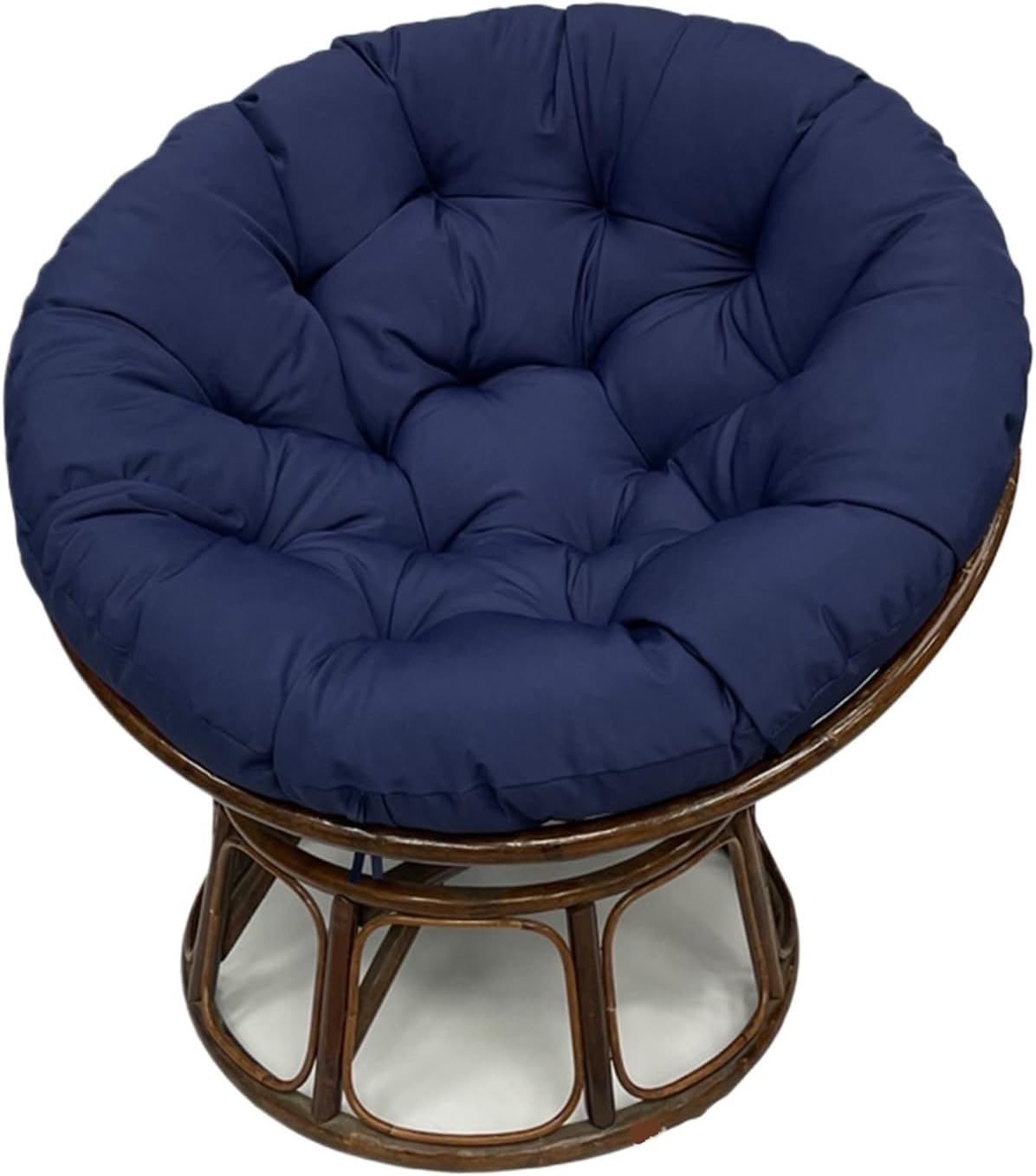 Papasan Polyester Cushion, Waterproof, Round Moon Chair Cushion, Tufted Thick Saucer Chair Cushion for Living Room Hanging Egg Chair(Dark Blue,51 * 51 in)
