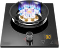 Single Burner Gas Stove,5.2KW Nine-Cavity High-fire Timer,Tempered Glass Top Cooking,with Flameout Protection,for Natural Gas/liquefied Petroleum Gas(NG)