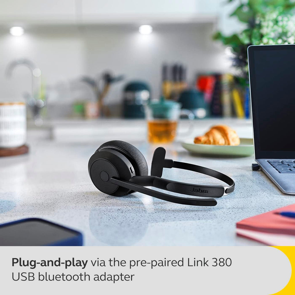Jabra Evolve2 55 Mono Wireless Headset - Features AirComfort Technology, Noise-Cancelling Mics & Active Noise Cancellation - MS Teams Certified, Works with Other Platforms - Black