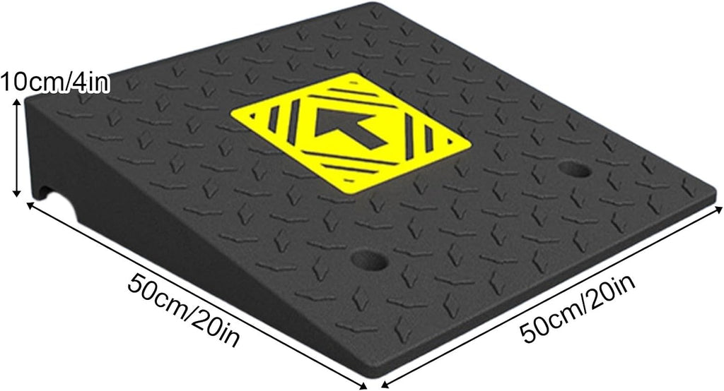 Heavy Duty 6614lb/3000kg Curb Ramp, Non-Slip Surface, Threshold Ramp with Yellow Arrow, Suitable for Car, Motorcycle, Bike, Wheelchair(50 * 50 * 10cm/20 * 20 * 4in)