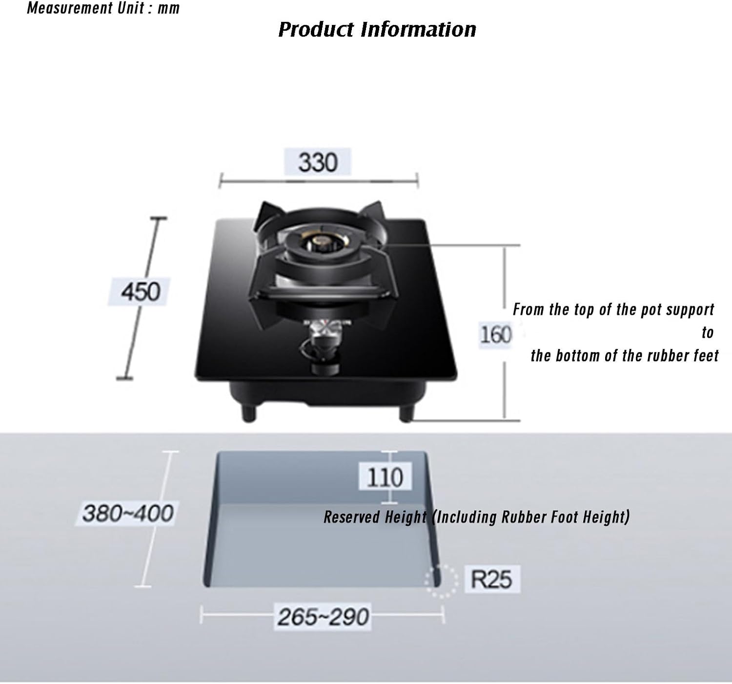 Portable Gas Stove,Single Burner Propane Stove,Max 17742.4BTU with Pulse Electronic Ignition Tempered Glass Suitable for Apartments Kitchens and More (Color : LPG)