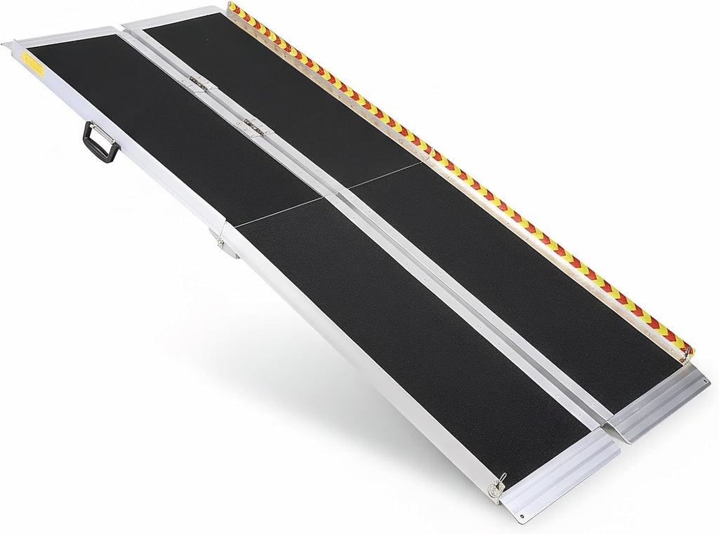 Generic Portable Wheelchair Ramp Folding Aluminum Door Threshold Wheelchair Ramp Wheel Chair Ramp for Home Steps Stairs Entry Threshold Doorways
