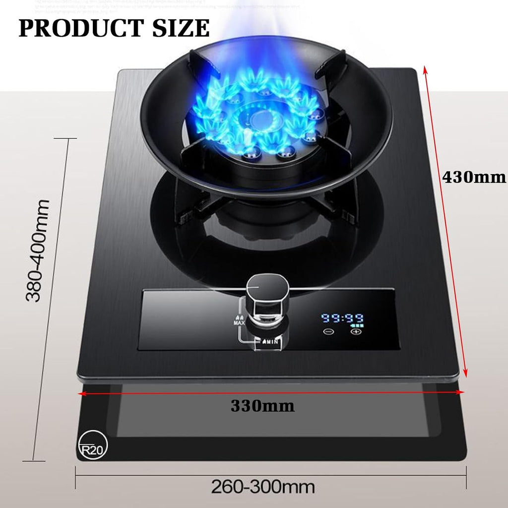 Gas Stove with 1 Burner,5.2KW Camping Gas Cooker,Gas/LP Gas Conversion Stove,Independent Timer Both Sides,with Flameout Protection,for Home Kitchen(NG)