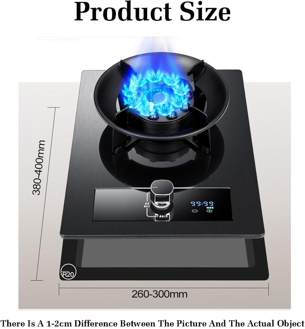 Gas Stove 1 Burner,5.2KW Gas Stove,Gas/LP Gas Conversion Stove,Tempered Glass Cast Iron Pot Rack,with Flameout Protection,for Home Kitchen(LPG)