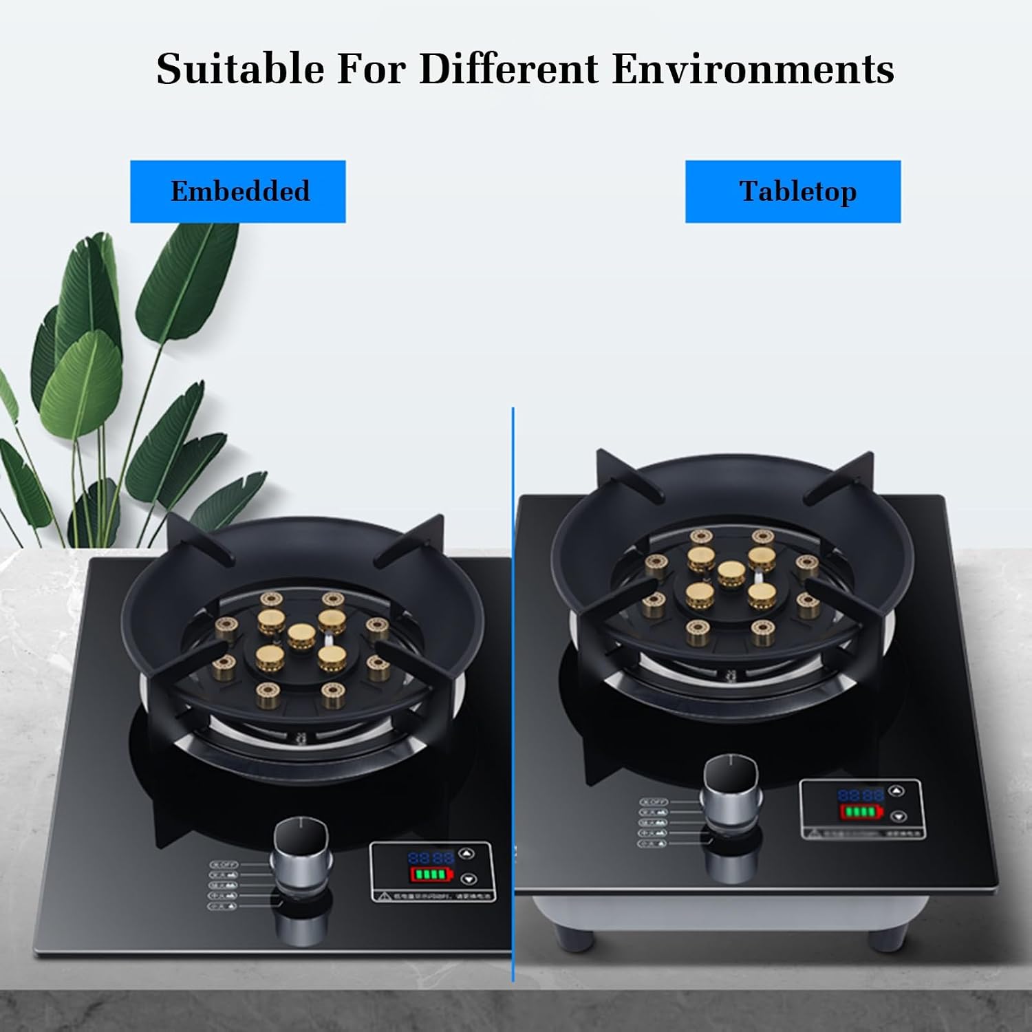 Gas Stove with 1 Burner,5.2KW Kitchen Counter Top Stove,Tempered Glass Cast Iron Pot Rack,Gas/LP Gas Conversion Stove,with Flameout Protection,for Home Kitchen(LPG)