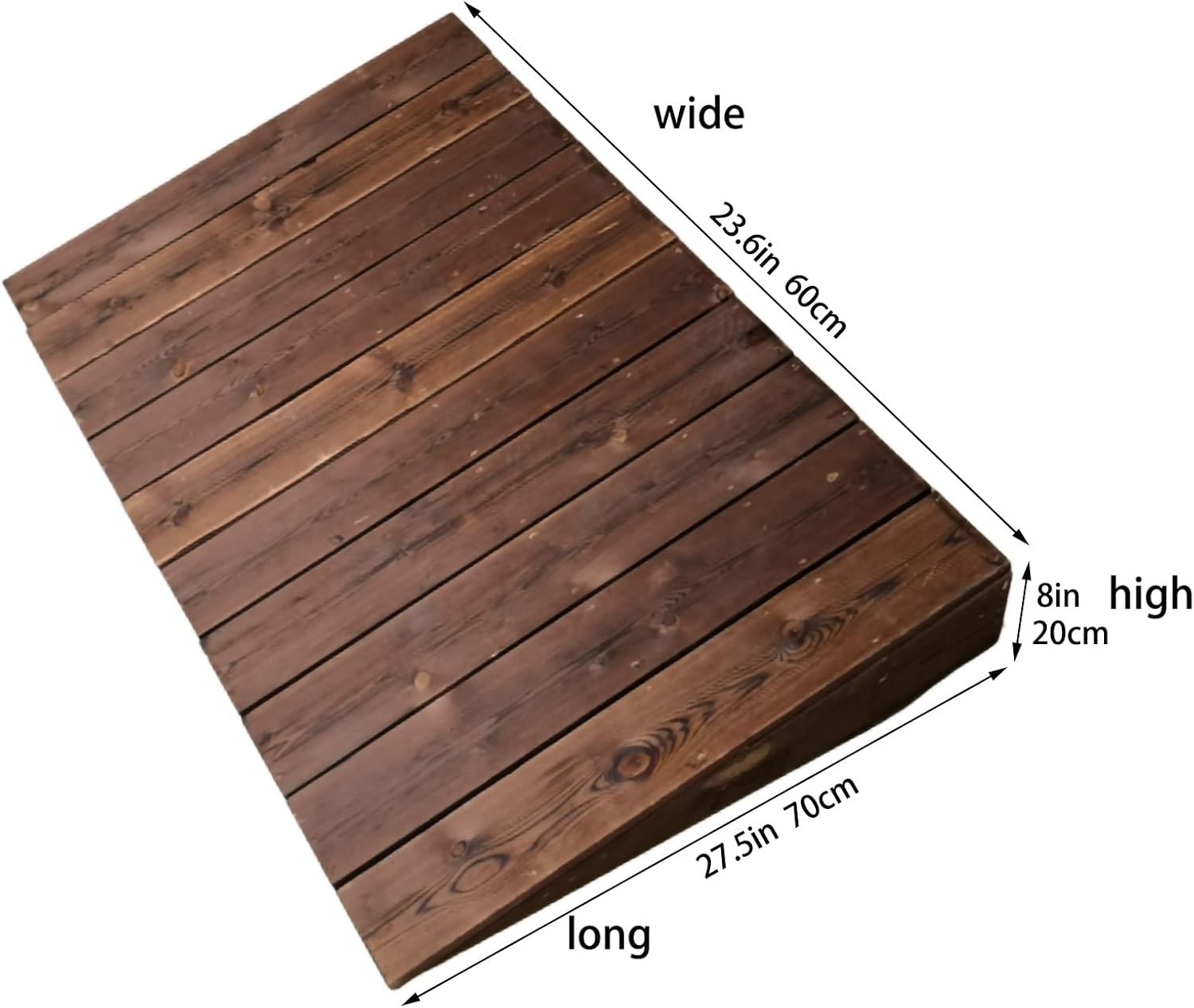 Rustic Wooden Threshold Ramp, 4' 7' 8' 10' 12' Rise Porch Wheelchair Ramps, Non Slip Portable Home Entry Ramps (Size : 23.6x27.5x8in/60x70x20cm)