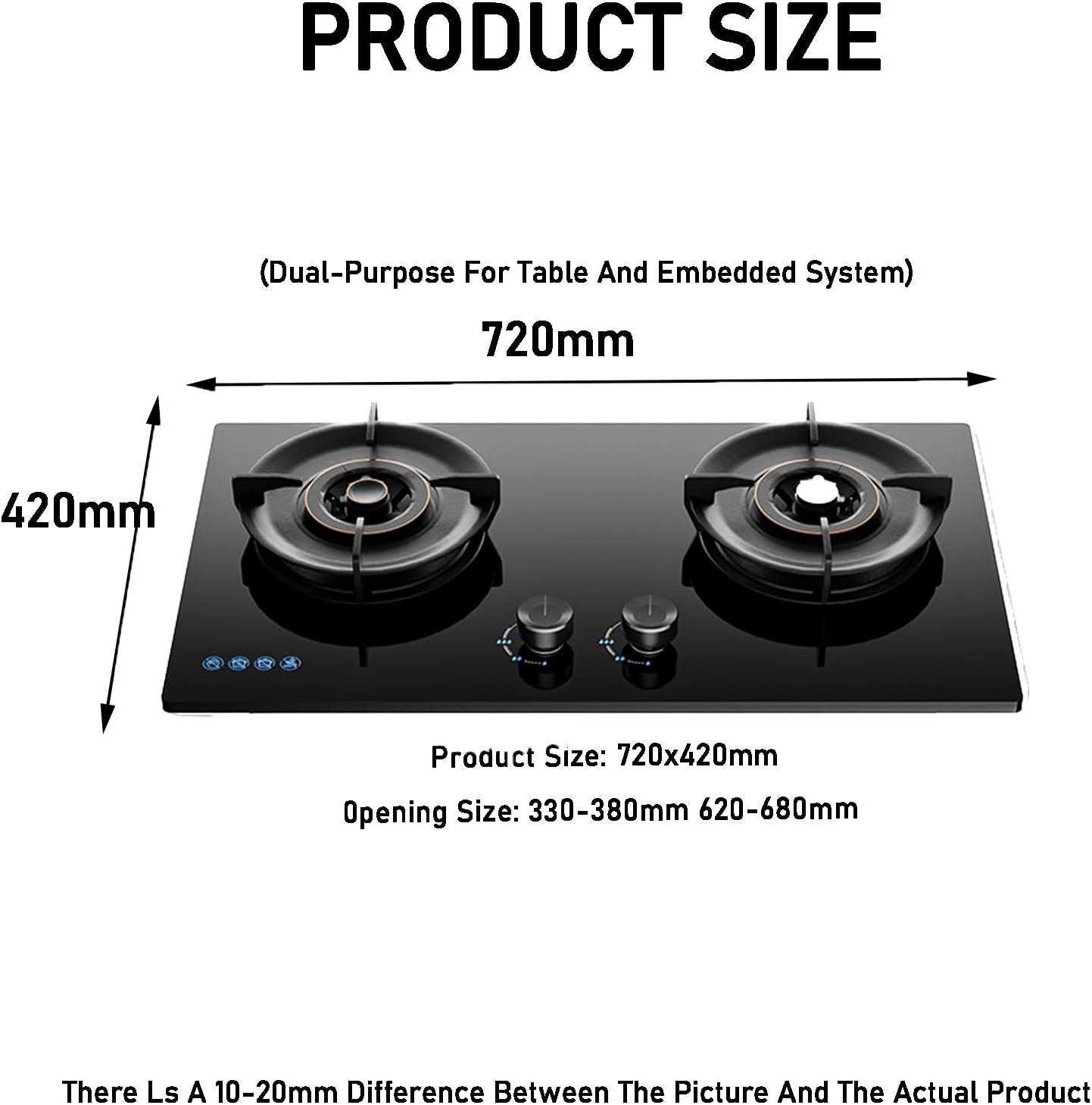 Double Burner Stove with Energy-gathering Stove Rack Burner,Tempered Glass Outdoor Portable Camping Stove,LPG or NG Can be Used 5.2kw High Power(NG)