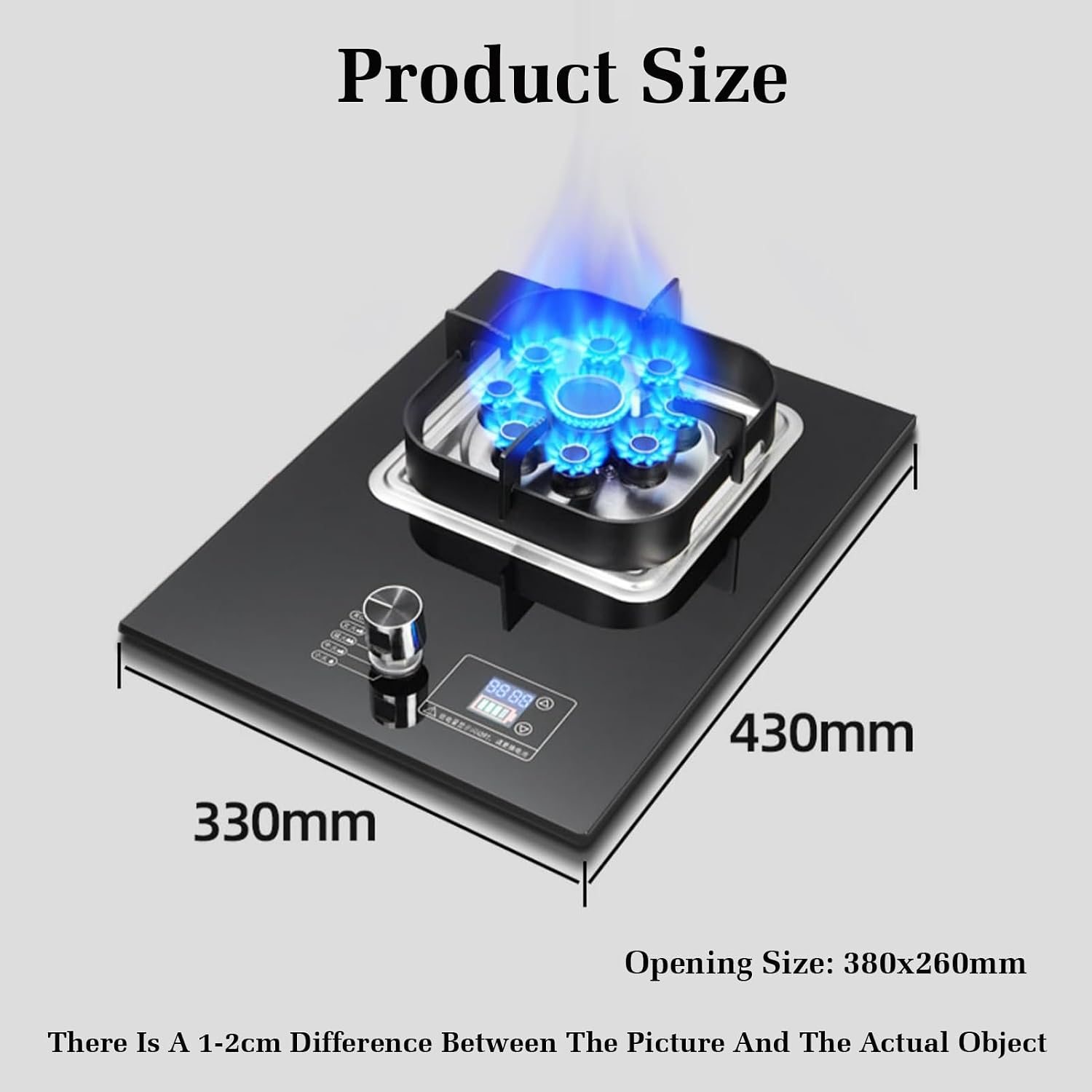 Gas Stove,Single Burner,5.2KW Camping Gas Cooker,Gas/LP Gas Conversion Stove,Tempered Glass Cast Iron Pot Rack,with Flameout Protection and Timer,for Home Kitchen(LPG)