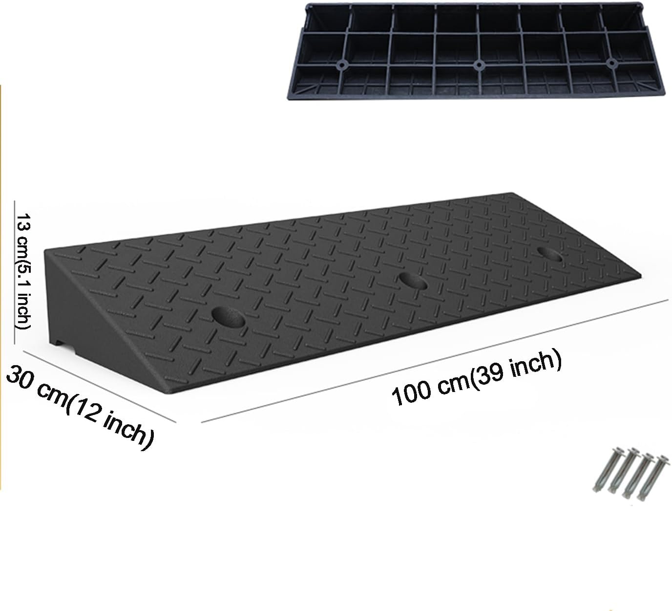 Rubber Kerb Ramp, Heavy Duty Threshold Ramps,Height 3.9/4.3/4.7/5.1/5.5/5.9 inches,Curb Ramp for Driveway, Mobility Scooter/Door/Step(Height 10cm (4 inch))
