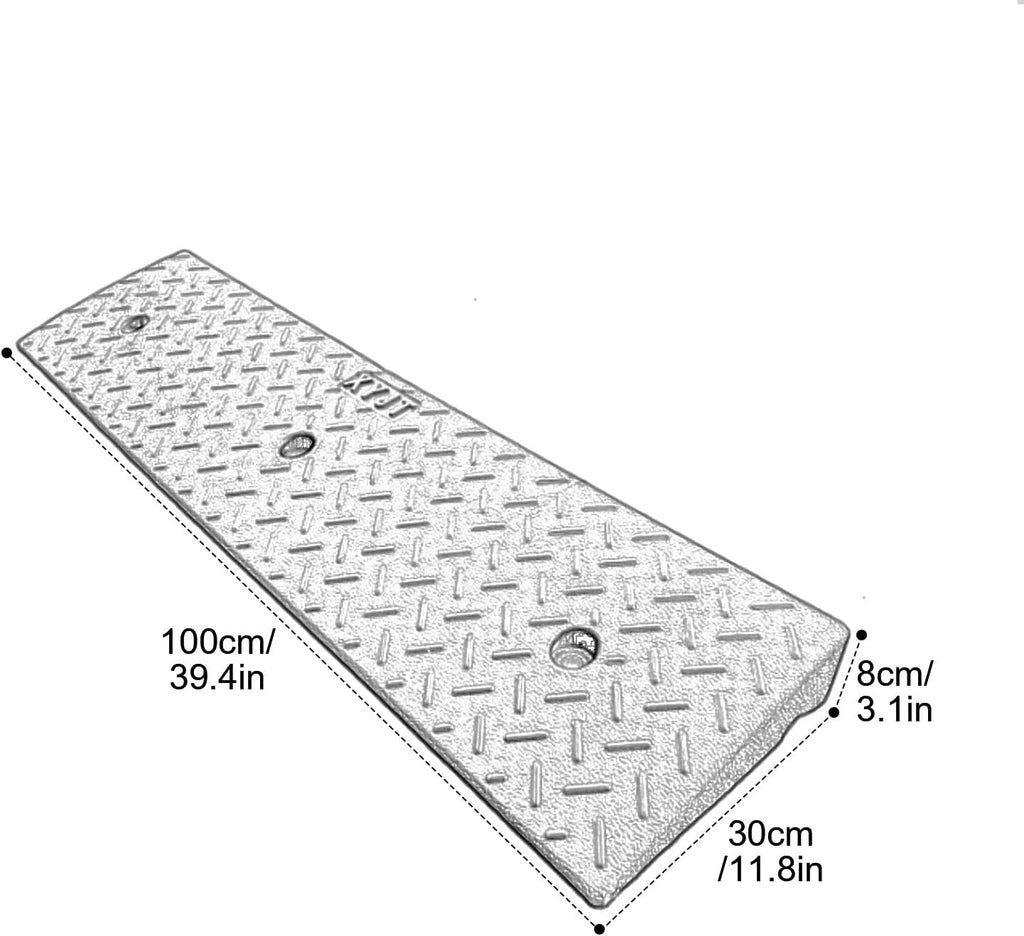 Rubber Curb Ramps for Driveway, Threshold Ramps for Doorways, 3t/6613lb, Non-Slip, for Wheelchairs, Cars, Sidewalks(11.8x3.1in)