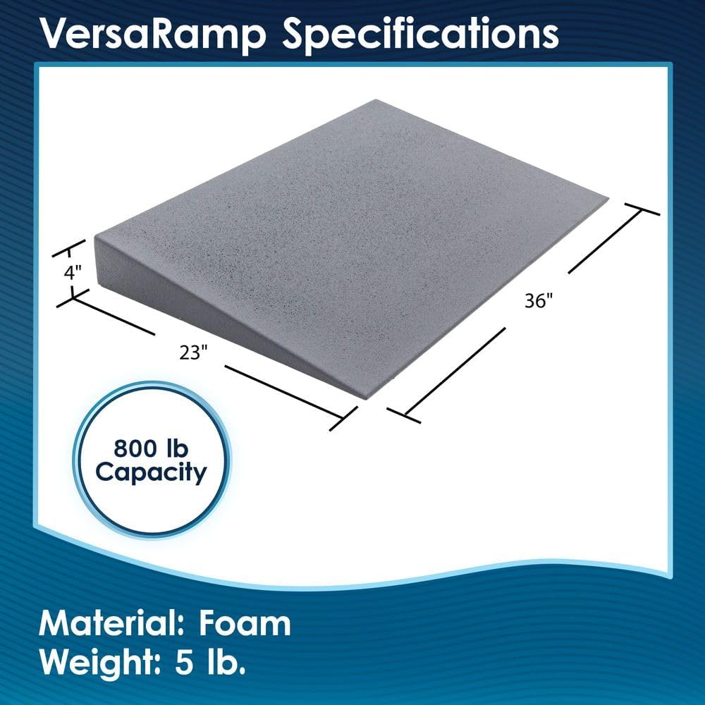 4' Doorway Threshold Ramp for Wheelchair, 800 lb Cap, High-Density Composite, Silver Spring