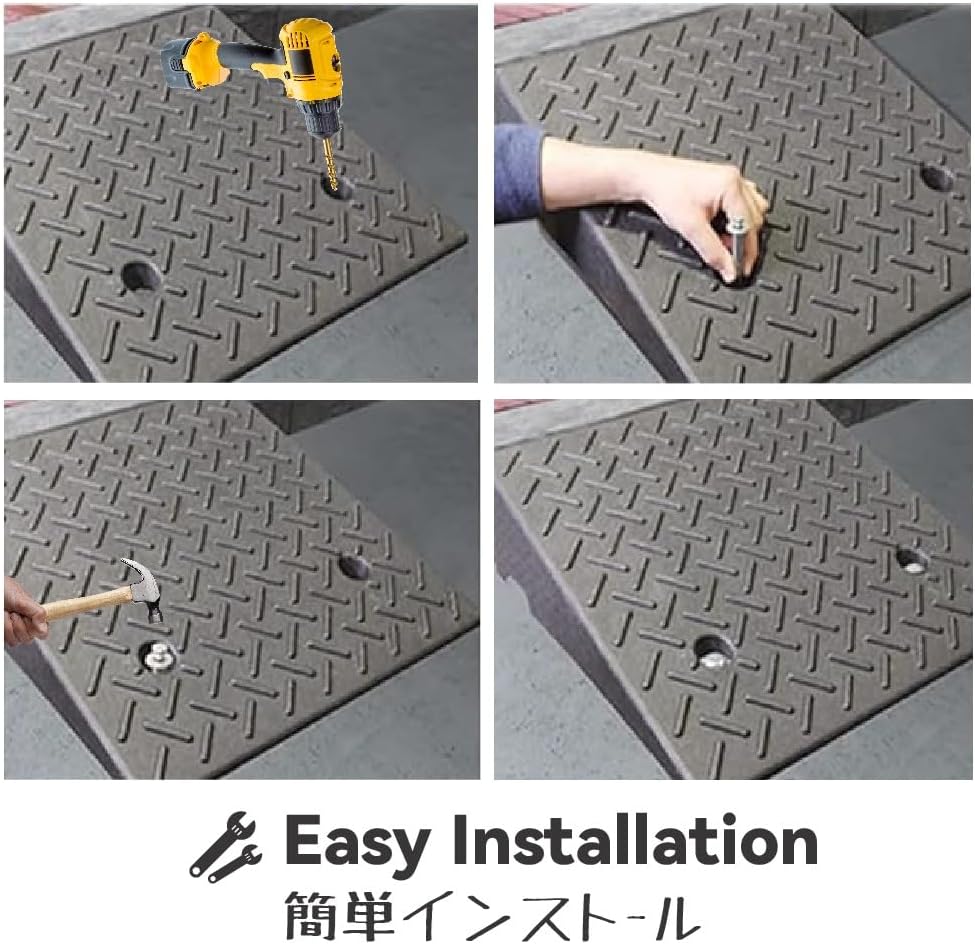 Rubber Curb Ramp Heavy-Duty Threshold Ramps Rise Height Kerb Ramp Driveway Ramps for Car Motorcycle Wheelchairs Bikes Loading Dock Truck Forklifts with Stable Grid Structure(19.7x31.5x9.4in)