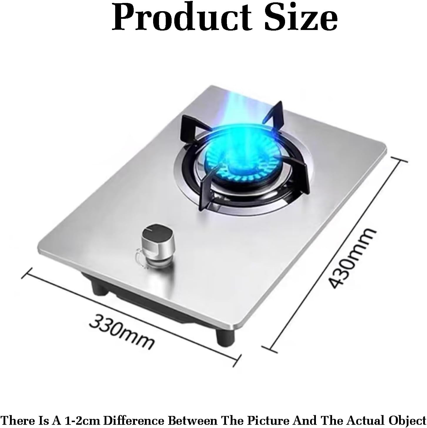 43cm Gas Stove 1 Burner,Kitchen Counter Top Stove 3.8KW Gas,Stainless Steel Catering Indoor Regulators,with Flameout Protection,for Home Kitchen(LPG)