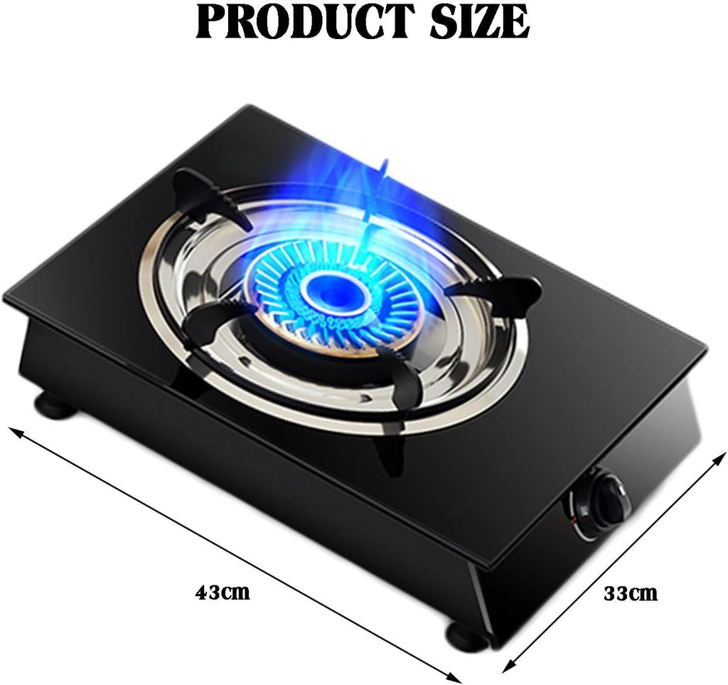 Gas Stove,Portable Gas Hob LPG Cooker,Tempered Glass Freestanding Table Top for Home Camping Garden Catering,4.2KW/14330.4BTU,1 Burner