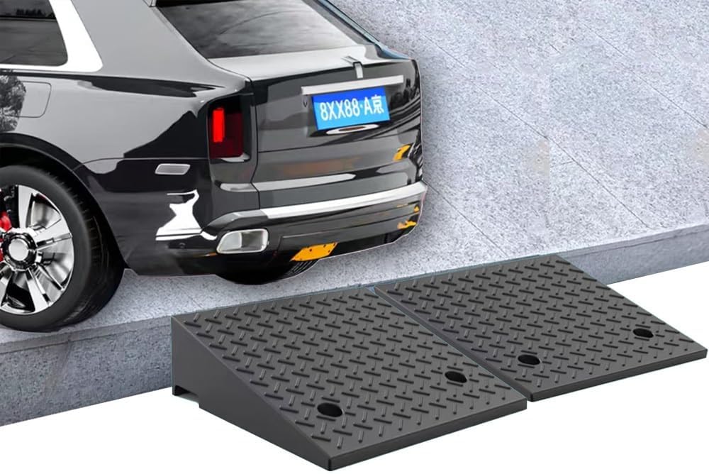 Curb ramp,Driveway ramp, 2' 8' Rise Non-Slip Wheelchair Threshold Ramp Heavy Duty Driveway Ramps for Doorway Sidewalk Garage(H 19 CM/7.5')