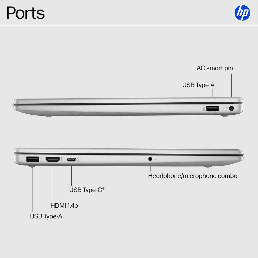 HP 15.6 inch Laptop, FHD Display, AMD Ryzen 3 7320U, 8 GB RAM, 256 GB SSD, AMD Radeon Graphics, Windows 11 Home in S Mode, Natural Silver, 15-fc0500nr
