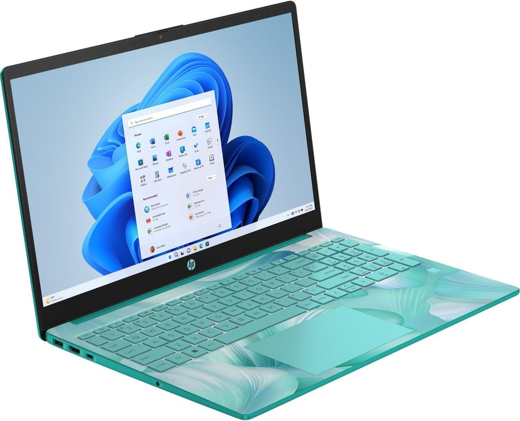 HP 15.6' HD Touchscreen Laptop with Fingerprint Reader, Intel Quad-Core N Processor, 4GB RAM, 128GB SSD Storage, Type-C, HDMI, Backlit Keyboard, W11, Dale Green (Renewed)