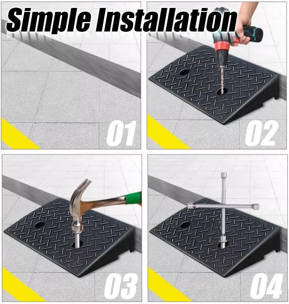 Heavy Duty Rubber Car Curb Ramps Portable Threshold Ramp Loading Ramp Slope Motorcycle Pad for Driveway Sidewalk Loading Dock Black(19.7x19.7x7.5in)