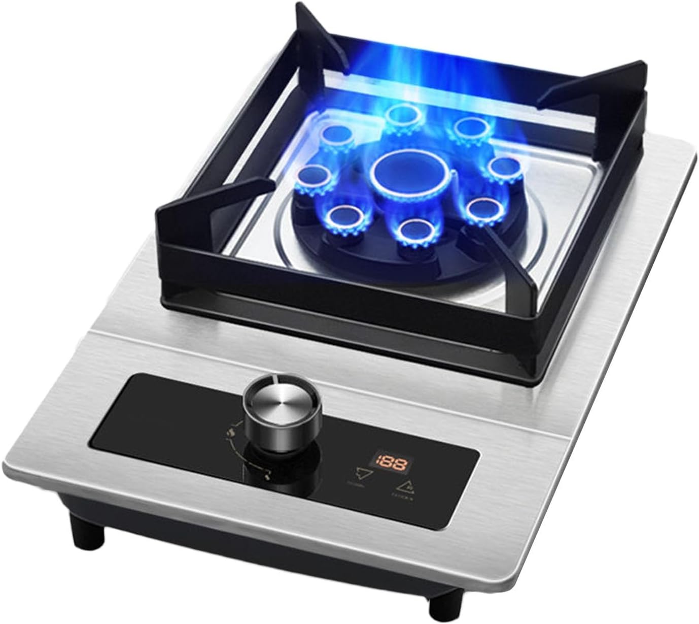 Portable Gas Stove,1 Burner Propane Stove,Max 17060BTU Tempered Glass with Pulse Electronic Ignition Suitable for Kitchen and Apartment (Color : Silver, Size : LPG)