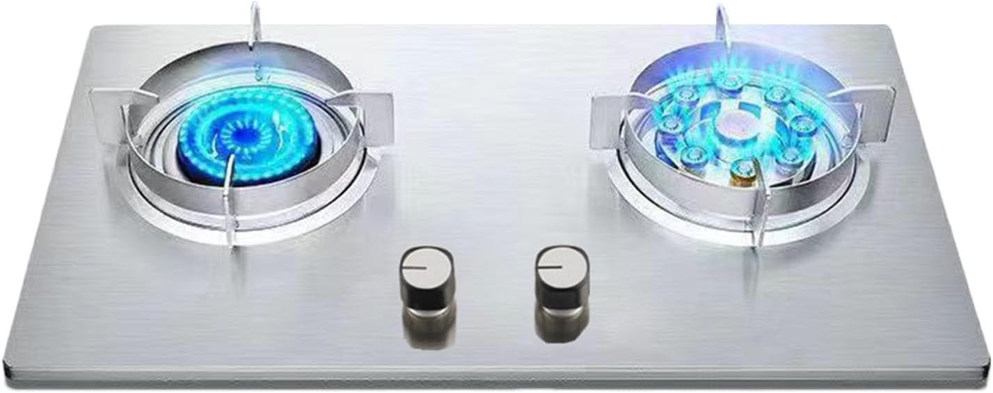 Propane Stove,Stainless Steel Gas Cooktop,2 Burners Portable Propane Stove,Maximum 17742.4BTU Suitable for Kitchen Apartments and RV (Color : LPG, Size : Style 2)