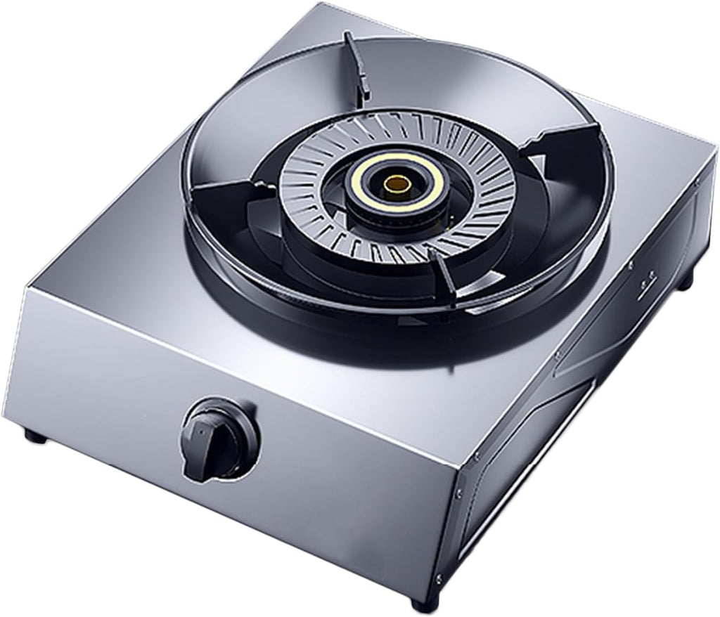 Gas Stove 1 Burner,Stainless Steel Gas Cooker,5.2W Indoor Regulators,Gas/LPG Gas Conversion Stove,with Flameout Protection,for Home Kitchen(LPG)
