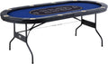 VEVOR 10 Player Poker Table Foldable, Portable Folding Card Board Game Table, Casino Leisure Table, Blackjack Texas Holdem Table with Padded Rails and Stainless Steel Cup Holders,Blue (84 in)