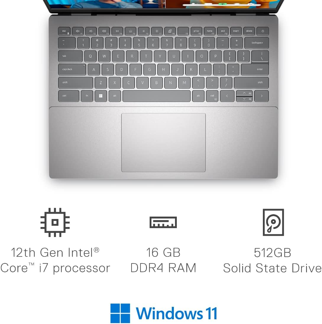 Dell Inspiron 14 5420 14 inch Student Laptop - 2.2K Display, Intel Core i7-1255U, 16GB DDR4 RAM, 512GB SSD, NVIDIA GeForce MX570, HDMI, USB-C, Bluetooth, Wi-Fi 6, Windows 11 Pro - Silver