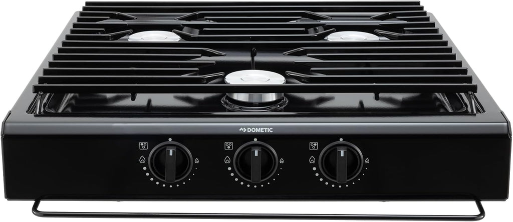 Replacement for Atwood 50300 RV Three Burner Cooktop | RV Cooktop Stove | 9,000 BTU front burner 6,500 BTU rear burners | Gas Burners