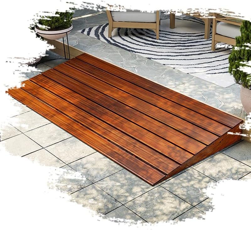 Wheelchair Ramp, 3' 6' 8' Rise Threshold Transition Ramp, Non-Slip Entry Ramp, Wood Driveway Ramps for Home/Door/Floor/Indoor Step(60 * 70 * 15cm/24 * 28 * 6in)