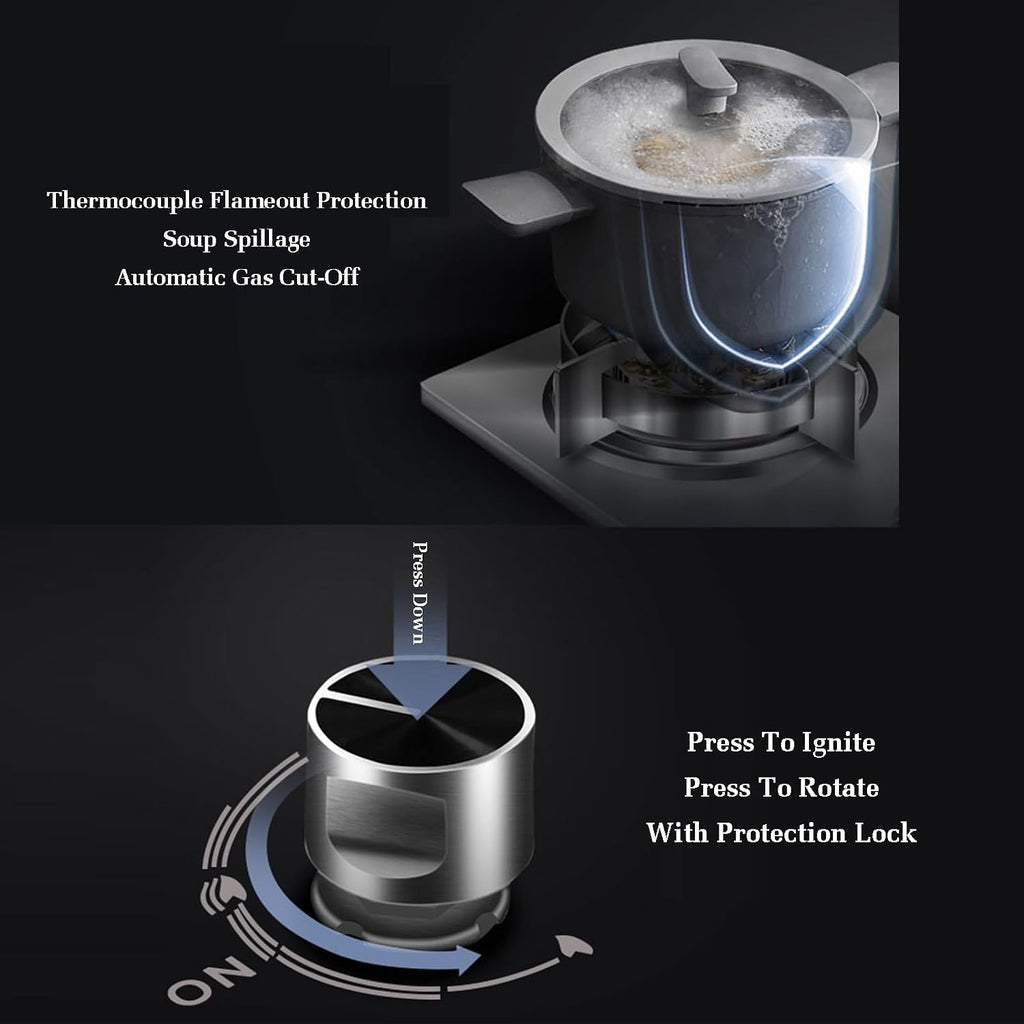 Gas Stove with 1 Burner,Stainless Steel Gas Cooker,7.2KW Nine-Cavity High-fire Timer,Outdoor and Indoor Portable,with Flameout Protection,for Home Kitchen(LPG)