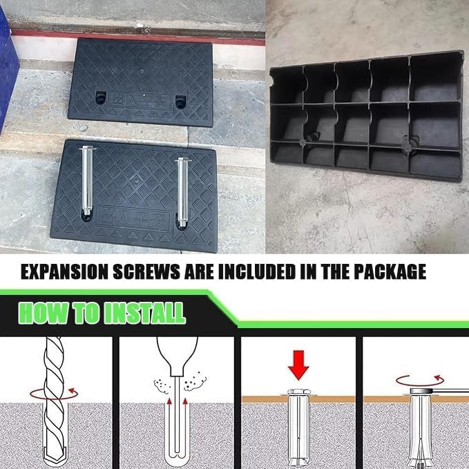 Driveway Curb Ramp, 4in Rise Threshold Ramp Portable, Heavy Duty Loading Ramp, Rubber Wheelchair Ramp for Home/Front Door/Yard/Patio/Entry(100 * 25 * 6cm/39 * 10 * 2.3in)