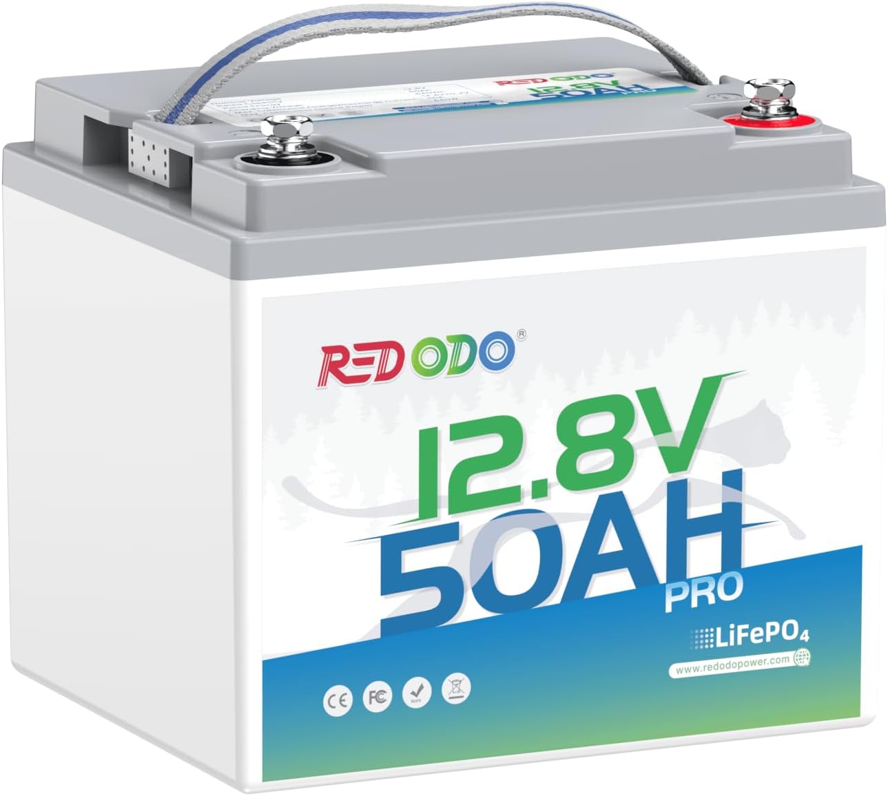 Redodo 12.8V 50Ah Lithium Portable LiFePO4 Battery, Ideal Replacement for 12V 100Ah AGM SLA Battery, Built-in BMS, 4000-8000 Cycles & 10-Year lifetime, Perfect for RV, Camper, Security Devices, etc.
