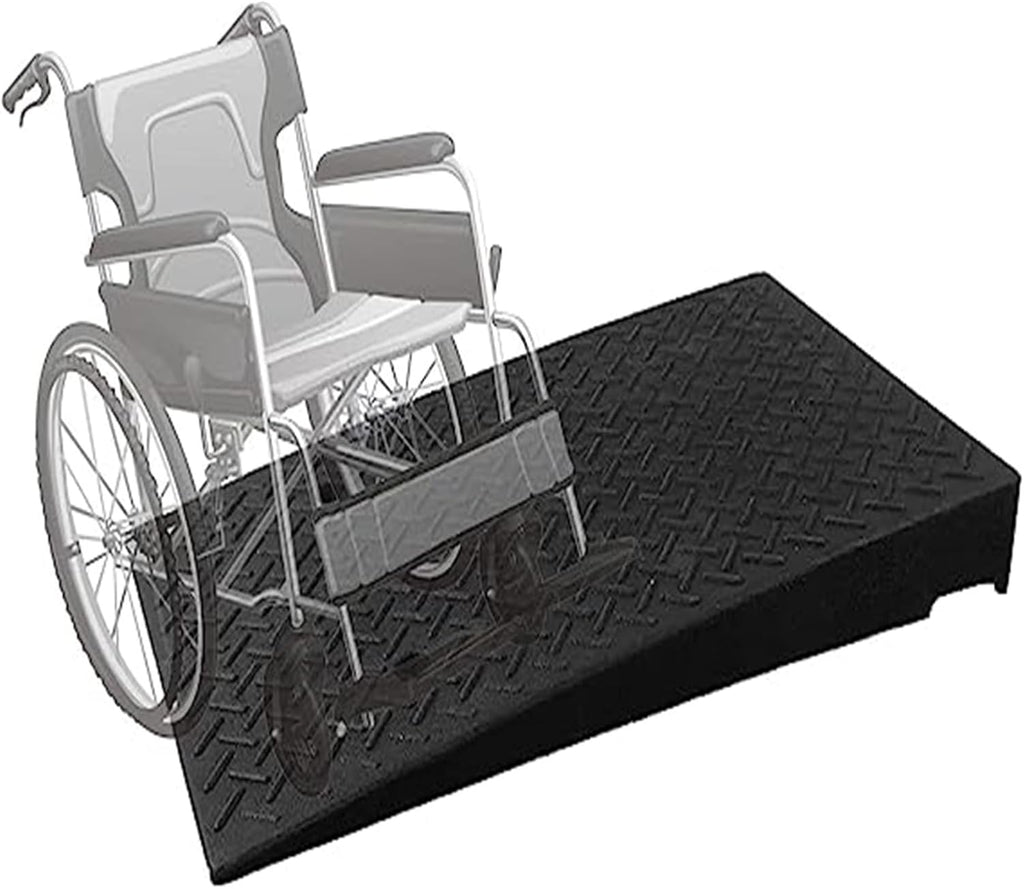 Threshold Ramp, Wheelchair Ramp for Driveway Curb Entryway Doorways, 4in/ 5in/ 6in/ 7in /8in Rise Safety Non-Slip Rubber Threshold Transition Ramp, 39in Depth (Color : Blac