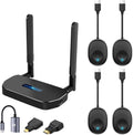 Wireless Hdmi Transmitter and Receiver 4k. One Receiver and Four Transmitter,Switch at Will,165FT/50M VGA Dual Screen Casting Video Audio from PC/Laptop/Netfix/TikTok to Monitor,Projector Equipment