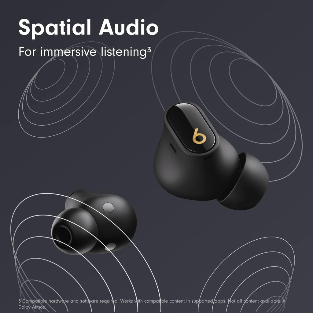 Beats Studio Buds + | True Wireless Noise Cancelling Earbuds, Enhanced Apple & Android Compatibility, Built-in Microphone, Sweat Resistant Bluetooth Headphones, Spatial Audio - Black/Gold