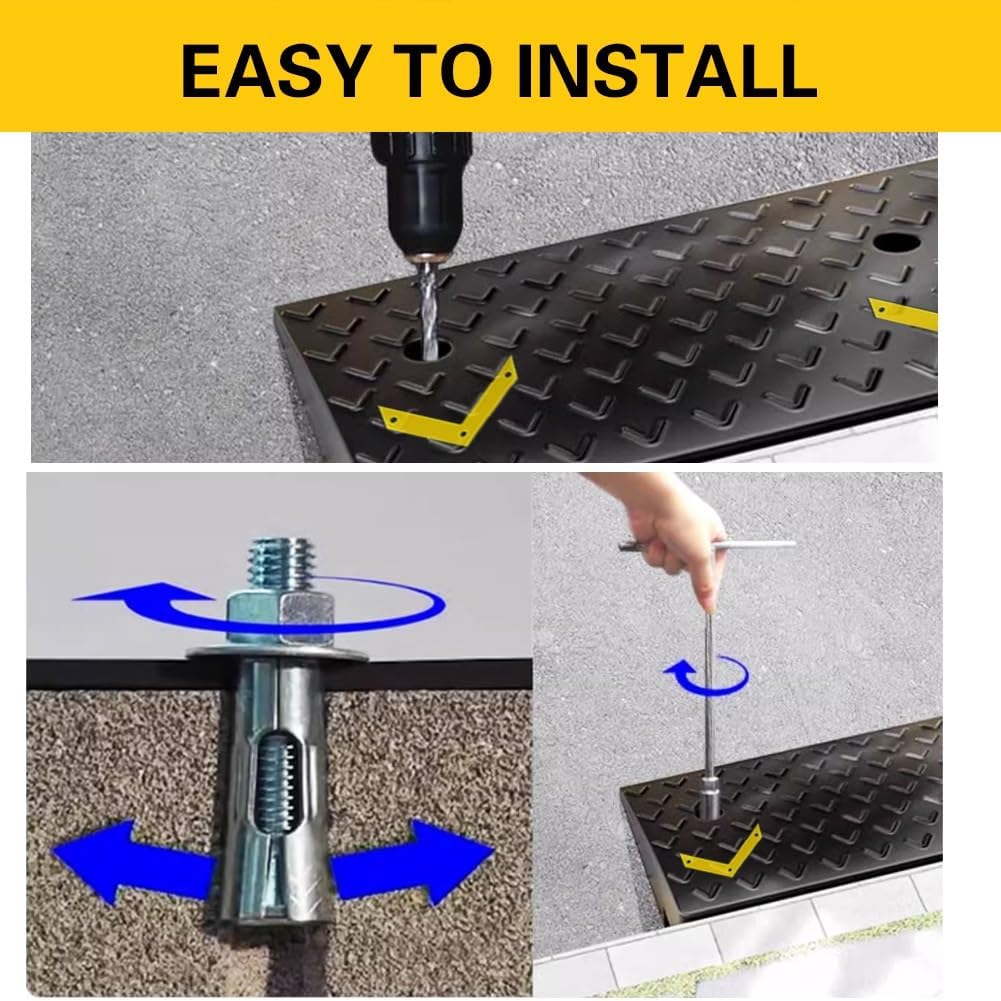 1PCS Curb Ramp Black Rubber Driveway Curb Ramps Portable Lawnmower Threshold Ramps for Loading Dock Sidewalk Scooter Wheelchair Car Truck Motorcycle Dolly(39.4x11.8x4.7in)