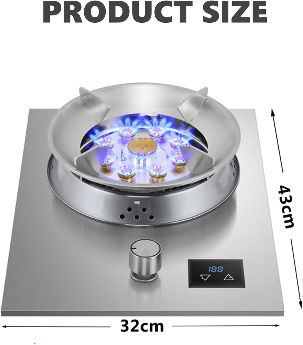 Portable Gas Stove with 1 Burner, 5.2kw Nine-Chamber High Flame Tempered Glass Panel, Accidental Flameout Protection Device, 180-minute Timer (Size : LPG)