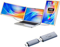 KEFEYA Laptop Screen Extender 15.6' Triple Monitor for Laptops 13-17.3', 120% sRGB 235° Rotation Detachable Laptop Monitor Extender for Windows/Mac/Dex/Chrome/Surface, H6 Adapter