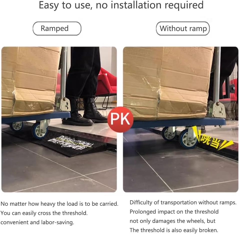 Threshold Ramps for Doorways,Solid Threshold Ramp Rubber Mat,Non-Slip Rubber Threshold Ramp for Wheelchair Car Trolley Bicycle Bathroom Door(90 * 15 * 2.5cm)