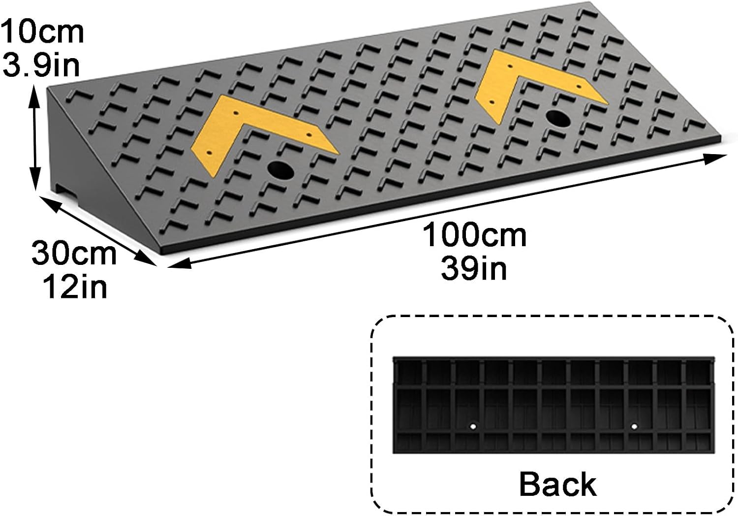 Curb Ramp Heavy Duty Rise Threshold Ramp with Expansion Screws Driveway Ramp for Loading Dock Warehouse Wheelchair(100 * 30 * 10cm/39 * 12 * 3.9in)