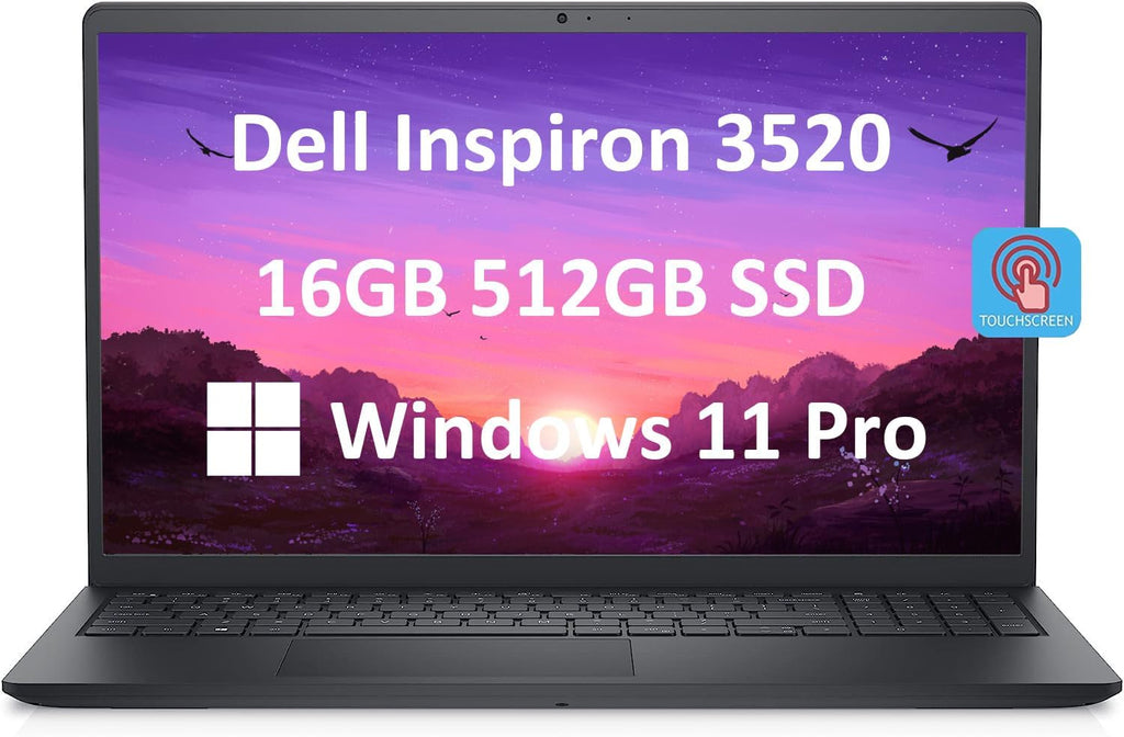 Dell Inspiron 15 3000 3520 15.6' FHD Touchscreen (Intel 4-Core i5-1135G7, 16GB RAM, 512GB PCIe SSD, UHD Graphics) Business Laptop, WVA Anti-Glare, Numeric Keypad, Webcam, Wi-Fi, Win 11 Pro, Black