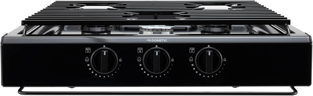 Replacement for Atwood 50300 RV Three Burner Cooktop | RV Cooktop Stove | 9,000 BTU front burner 6,500 BTU rear burners | Gas Burners