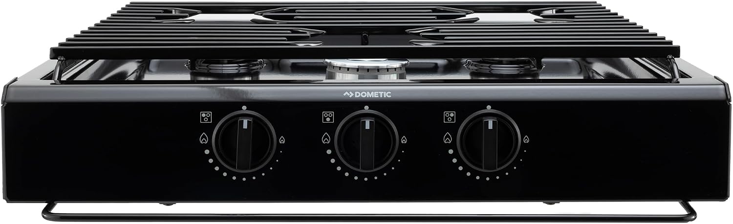 Replacement for Atwood 50300 RV Three Burner Cooktop | RV Cooktop Stove | 9,000 BTU front burner 6,500 BTU rear burners | Gas Burners