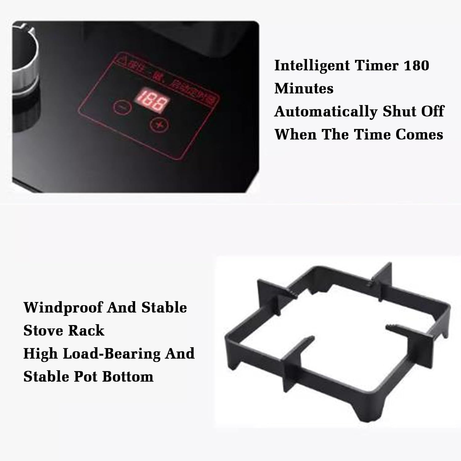 Gas Cooktop 1 Burner,5.2KW Nine-Cavity High-fire Timer,Gas/LP Gas Conversion,with Flameout Protection,for Home Kitchen(LPG)